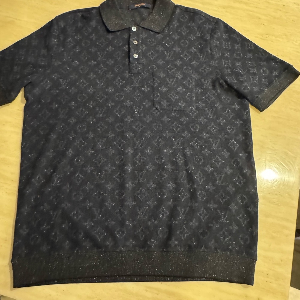 Louis Vuitton Dark Blue Patterned Polo Shirt